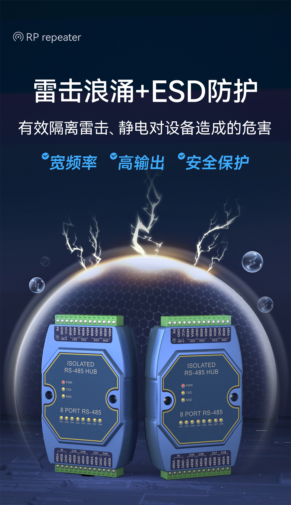 E810-R18 隔離型8路RS485集線器 (5)