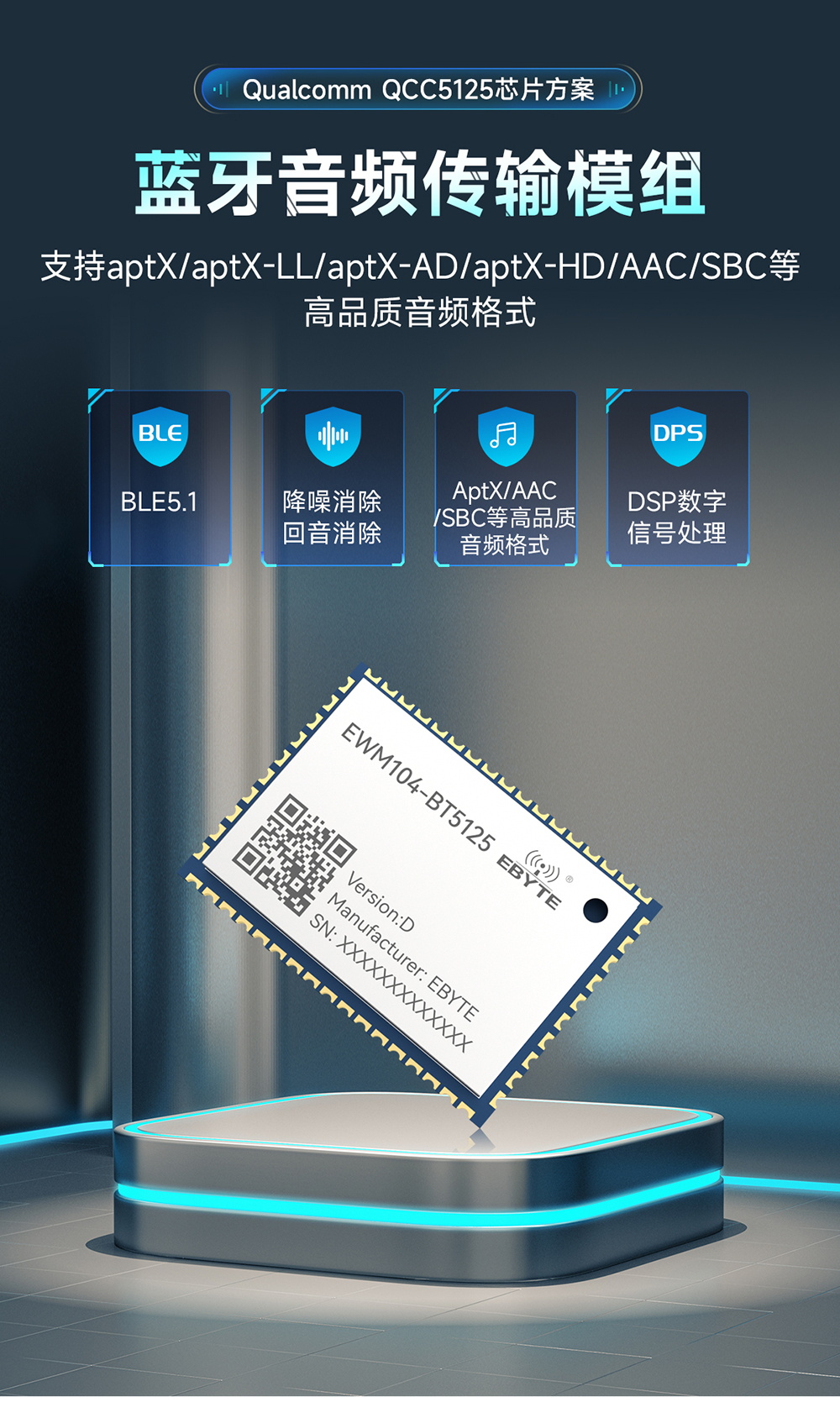 EWM104-BT5125(DAC) 藍牙音頻傳輸模塊  (1)